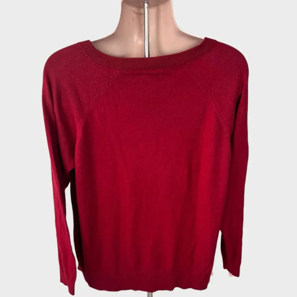 Lucky Brand Mens XL Red V Neck Sweater Cotton Nylon Acrylic